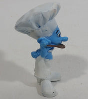 2011 Peyo "Chef" Smurf Sipping From a Spoon PVC Toy Figure McDonald's Happy Meal