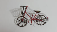 Vintage Handmade Miniature Bicycle with Basket Tin Metal Art Collectible
