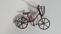 Vintage Handmade Miniature Bicycle with Basket Tin Metal Art Collectible