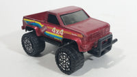 Vintage 1987 Remco Monster 4x4 Truck Dark Red Die Cast Toy Car Vehicle - Good Year Tires, Autolite - Hedman Huslter Hedders