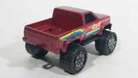 Vintage 1987 Remco Monster 4x4 Truck Dark Red Die Cast Toy Car Vehicle - Good Year Tires, Autolite - Hedman Huslter Hedders