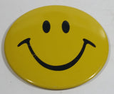 Large 4" Diameter Yellow Smiley Face Emoji Round Button Pin