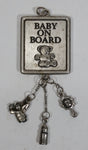 Baby On Board Metal Key Chain with Rattle, Bottle, and Angel Hanging Charms
