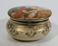 Vintage Gunther Mele Man Courting Woman Small Gold Trim Porcelain Trim Trinket Keepsake Box