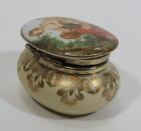 Vintage Gunther Mele Man Courting Woman Small Gold Trim Porcelain Trim Trinket Keepsake Box