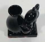 Vintage Art Deco Black Cat and Vase on a Book Porcelain Toothpick Holder