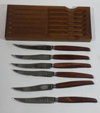 Vintage Sheffield England Premier Stainless Steel Knife Knives Set of 6 in Wood Holder
