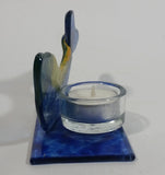 Decorative Blue Yellow Green Art Glass Fish Candle Holder