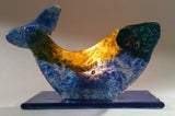 Decorative Blue Yellow Green Art Glass Fish Candle Holder
