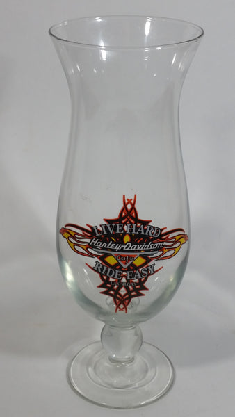Harley Davidson Cafe Live Hard Ride Easy Las Vegas 9 1/2" Tall 1/2 Litre Beer Glass Motor Cycle Collectible