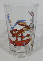 1990 Warner Bros. Looney Tunes Roadrunner Wile E. Coyote Bugs Bunny Cartoon Character 4" Tall Glass Cup TV Show Collectible