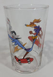 1990 Warner Bros. Looney Tunes Roadrunner Wile E. Coyote Bugs Bunny Cartoon Character 4" Tall Glass Cup TV Show Collectible