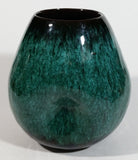 Vintage Blue Mountain Pottery Drip Glaze Triple Dent Three Sided Round Abstract Blue Green 5 1/4" Tall Art Vase