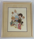Precious Moments Christmas Nativity Scene Mary Joseph Baby Jesus Cross Stitch Completed and Professionally Wood Framed