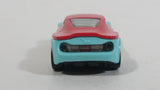 2013 Hot Wheels Track Aces Symbolic Red and Teal Light Blue Die Cast Toy Car Vehicle