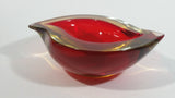 Murano Art Glass Twist Curved Red Yellow Fruit Like Candy Bowl Dish