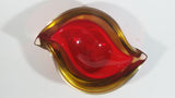 Murano Art Glass Twist Curved Red Yellow Fruit Like Candy Bowl Dish
