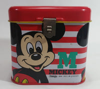 Rare Vintage 1970s Melody Disney Mickey Mouse Red and White Tin Metal Coin Bank