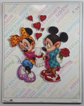 1980s Walt Disney Mickey Mouse and Minnie Mouse Roses and Hearts Cartoon Characters Hard Board 16" x 20" Poster #88034