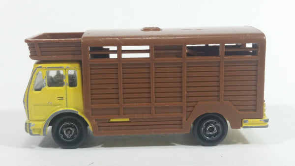 1980s Majorette Made in France Mercedes Betaillere Yellow/Brown Animal Truck Die-cast Toy