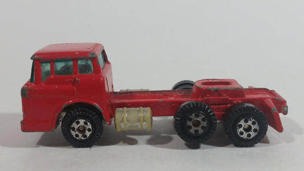 Vintage 1973 Yatming Ford F600 Cabover Red Semi Truck Tractor Rig Die Cast Toy Car Vehicle