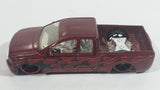2008 Hot Wheels Nissan Titan Metalflake Burgundy Red Die Cast Toy Lowrider Truck Vehicle