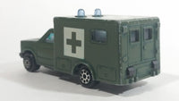 Majorette Sonic Flashers Ambulance No. 255 Military Army Green 1/60 Scale Die Cast Toy Car Vehicle - Blue Lights