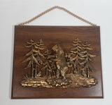 Vintage A & F Canada 3D  Scene of Bear Standing Up In a Canadian Forest Wood Plaque Wall Hanging