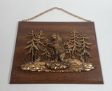 Vintage A & F Canada 3D  Scene of Bear Standing Up In a Canadian Forest Wood Plaque Wall Hanging