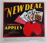 Northwest Apples New Deal Tin Metal Sign Adams Fruit Co. Wenatchee Washington USA 12 3/4" x 13 1/4"