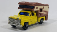 Vintage 1970s Chevy Stepside Pickup Camper Truck Yellow and Brown Die Cast Toy Car Vehicle - Hong Kong