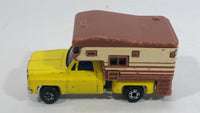 Vintage 1970s Chevy Stepside Pickup Camper Truck Yellow and Brown Die Cast Toy Car Vehicle - Hong Kong