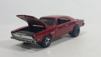 2009 Hot Wheels Muscle Mania '69 Dodge Charger Metalflake Dark Red Die Cast Toy Muscle Car Vehicle with Opening Hood