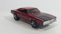 2009 Hot Wheels Muscle Mania '69 Dodge Charger Metalflake Dark Red Die Cast Toy Muscle Car Vehicle with Opening Hood
