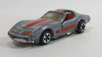Vintage 1981 Kidco Chevrolet Corvette Turbo Silver Grey Die Cast Toy Car Vehicle with Opening Doors