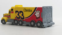 2010 RCR General Mills Cheerios Breakfast Cereal Food Plastic Semi Tractor Truck and Paper Trailer Promotional #33 Yellow Toy Car Vehicle Rig with Opening Rear Doors and Non Moving Wheels