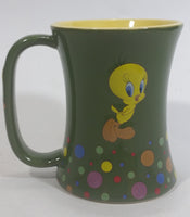 Tindex Warner Bros Looney Tunes Tweety Bird Cartoon Character 4 1/2" Tall Green and Yellow Ceramic Coffee Mug Collectible