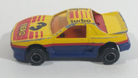Vintage Majorette Pontiac Fiero #3 Yellow No. 206 Die Cast Toy Car Vehicle 1/55 Scale Made in France