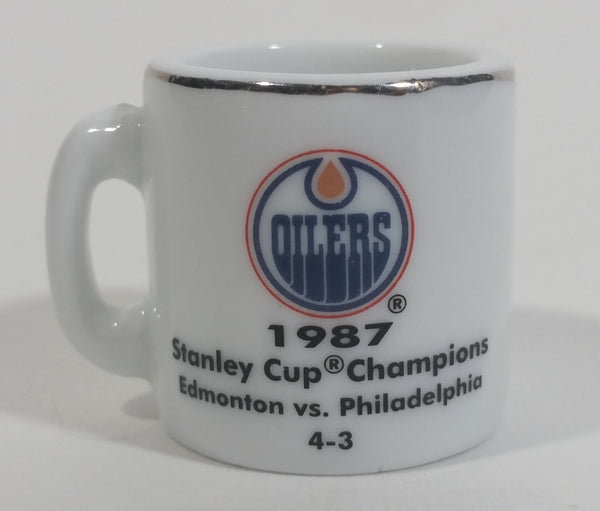 NHL Stanley Cup Crazy Mini Mug Edmonton Oilers 1987 Champs W/ Opponent & Score