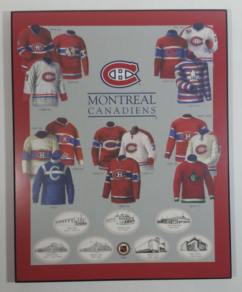 NHL Ice Hockey Team Montreal Canadiens Jersey History Hardboard Wall Plaque Hanging Sports Collectible 8" x 10"