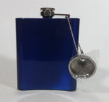 Spoontiques Beautiful 3 Wolves Howling at Full Moon Metallic Blue Stainless Steel Pocket Flask
