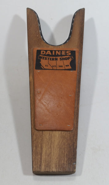 Daine's Western Shops Leather Wood Wooden Boot Jack Puller with Leather Advertising Piece