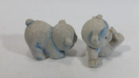 Set of 2 Cute Little White and blue Polar Bear Cubs Animal Figures