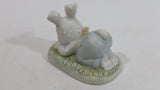 Very Cute and Curious Bunny Rabbit Touching Red Lady Bug Ceramic Figurine Decorative Ornament