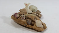 Ucluelet, B.C. Vancouver Island Petrified Wood with Sea Shells and Albino Mouse Ornament Souvenir Travel Collectible