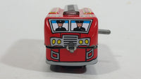 Fire Truck Ladder Truck Red Firefighting Wind Up Tin Toy Vehicle MS261 - No Key - Tested and Working