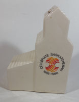 Vintage 1980 75th Anniversary Celebrate Saskatchewan 1905-1980 Ceramic Grain Elevator Coin Bank Prairie Western Collectible
