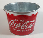 2009 Drink Coca-Cola In Bottles 7" Tall Red White Metal Pail with Wooden Handle Coke Cola Soda Pop Collectible