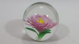 Very Pretty Edinburgh Pink Flower Spherical Art Glass Paperweight