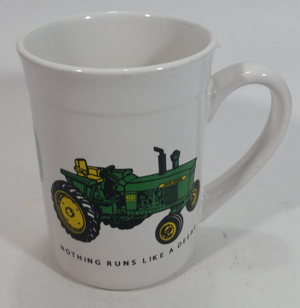 Gibson John Deere Tractors "Nothing Runs Like A Deere" 4 3/4" White Ceramic Coffee Mug Farming Collectible